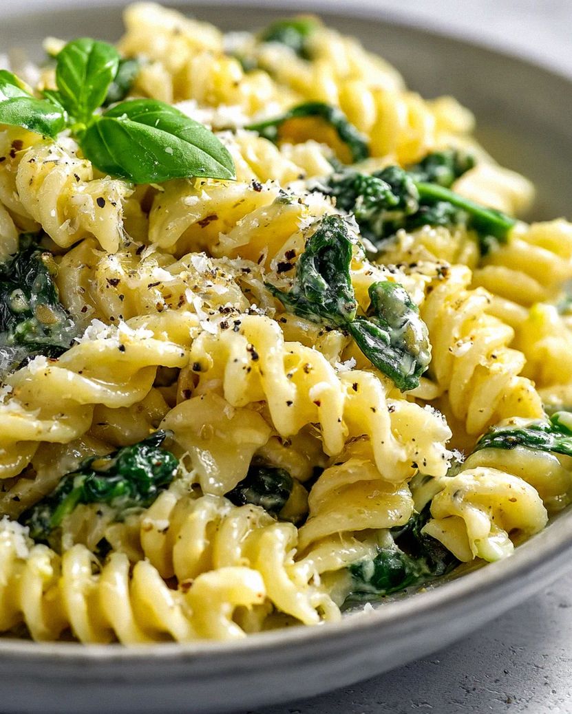 Cremige One Pot Pasta mit Linsen und Spinat – Einfach lecker!