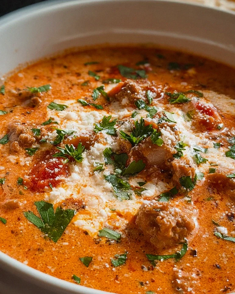 Cremige Rinderwurst-Tomaten-Frischkäse-Suppe Rezept
