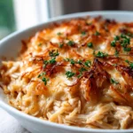 French Onion Chicken Orzo Casserole