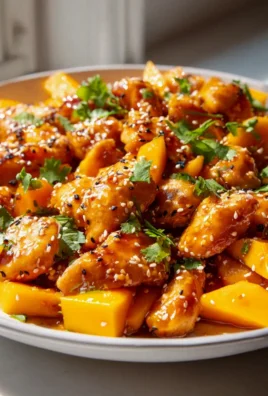 Mango-Honig-Glasur mit Sesam-Hühnchen