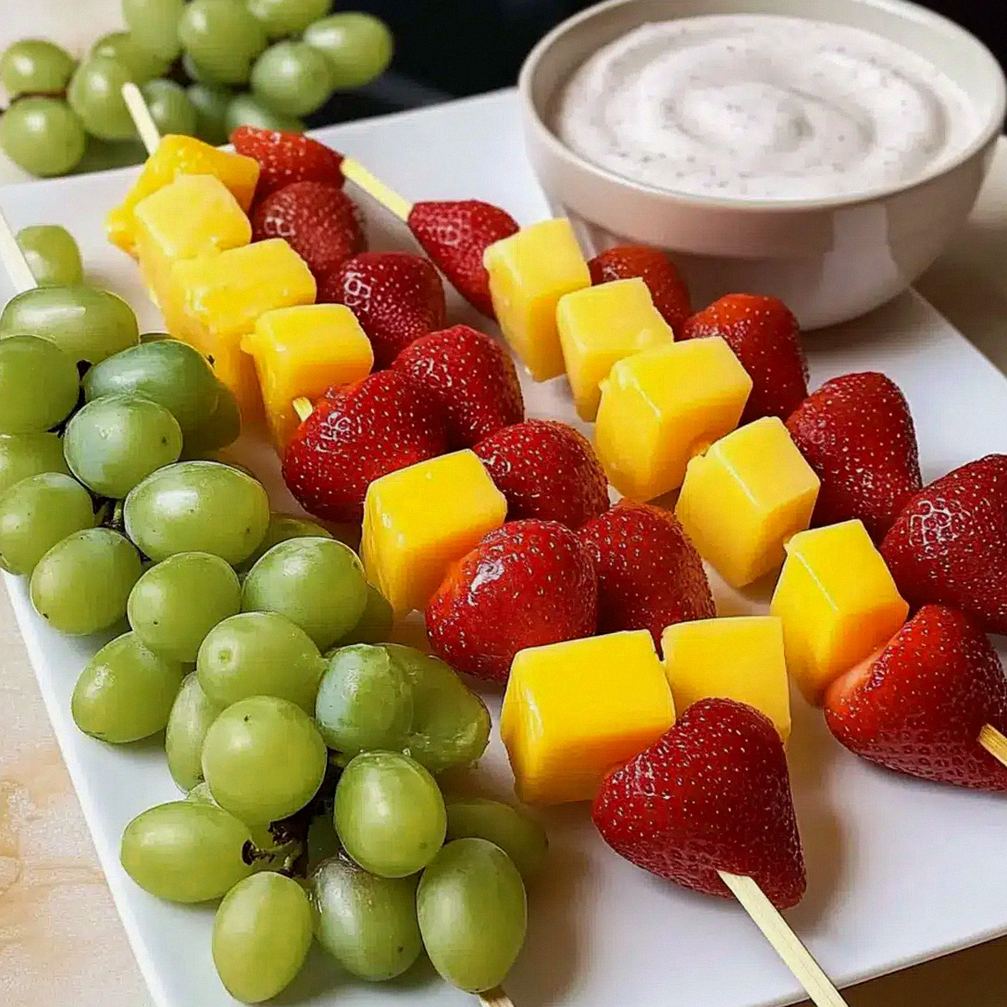 Obstspieße mit herzhaftem Joghurt-Dip – Schritt 1