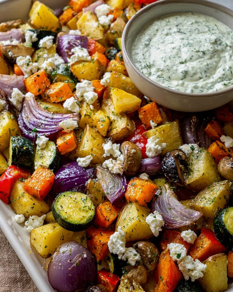 Ofengemüse mit Feta und Kräuterjoghurt vom Blech – Schritt 2