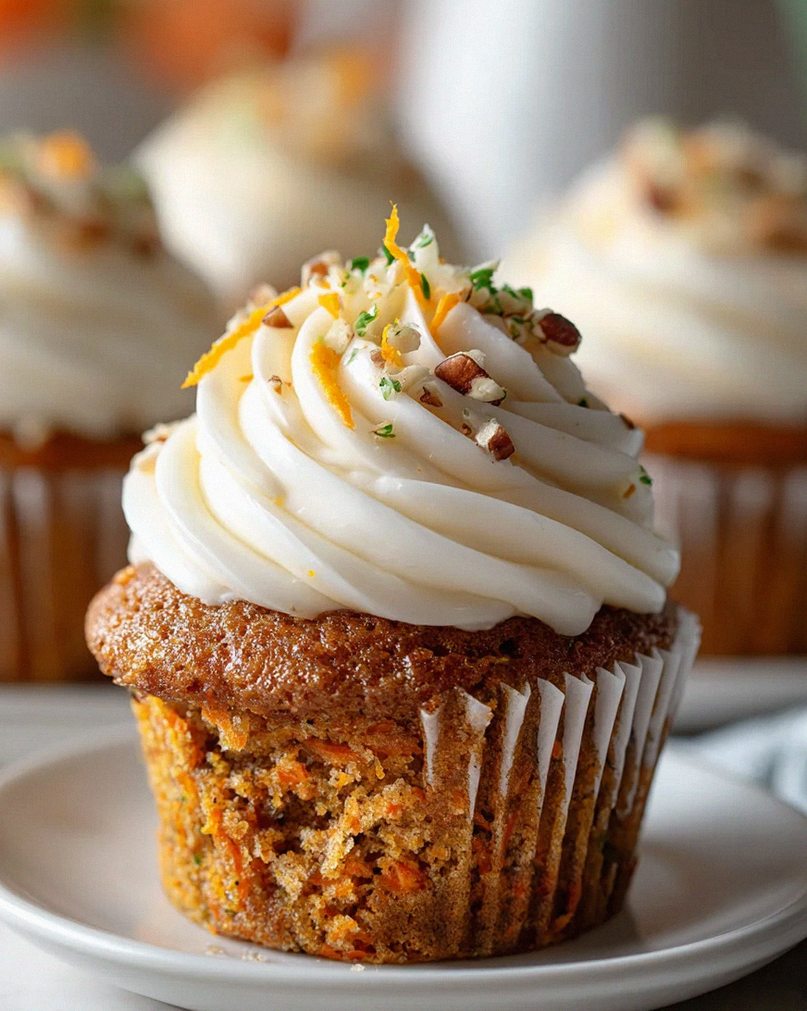 Saftige Karottenkuchen Cupcakes mit Ahornfrosting Rezept