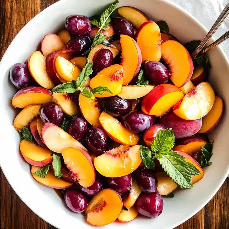 Steinfrüchte Salat mit Vanille-Honig-Sirup