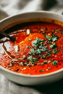 Würzige Geröstete Knoblauch Tomaten Suppe mit Chili & Kräutern